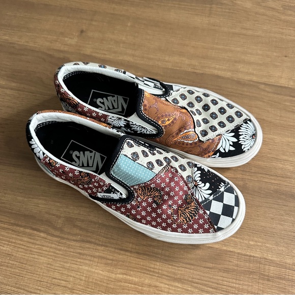 Vans Classic Slip-Ons in Tiger Patchwork Print - Picture 2 of 10